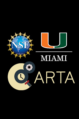 NSF, University of Miami, and Center for Accelerated Real Time Analytics (CARTA) logos on black background
