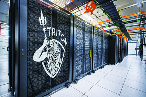 TRITON Supercomputer with TRITON "U" trident logo